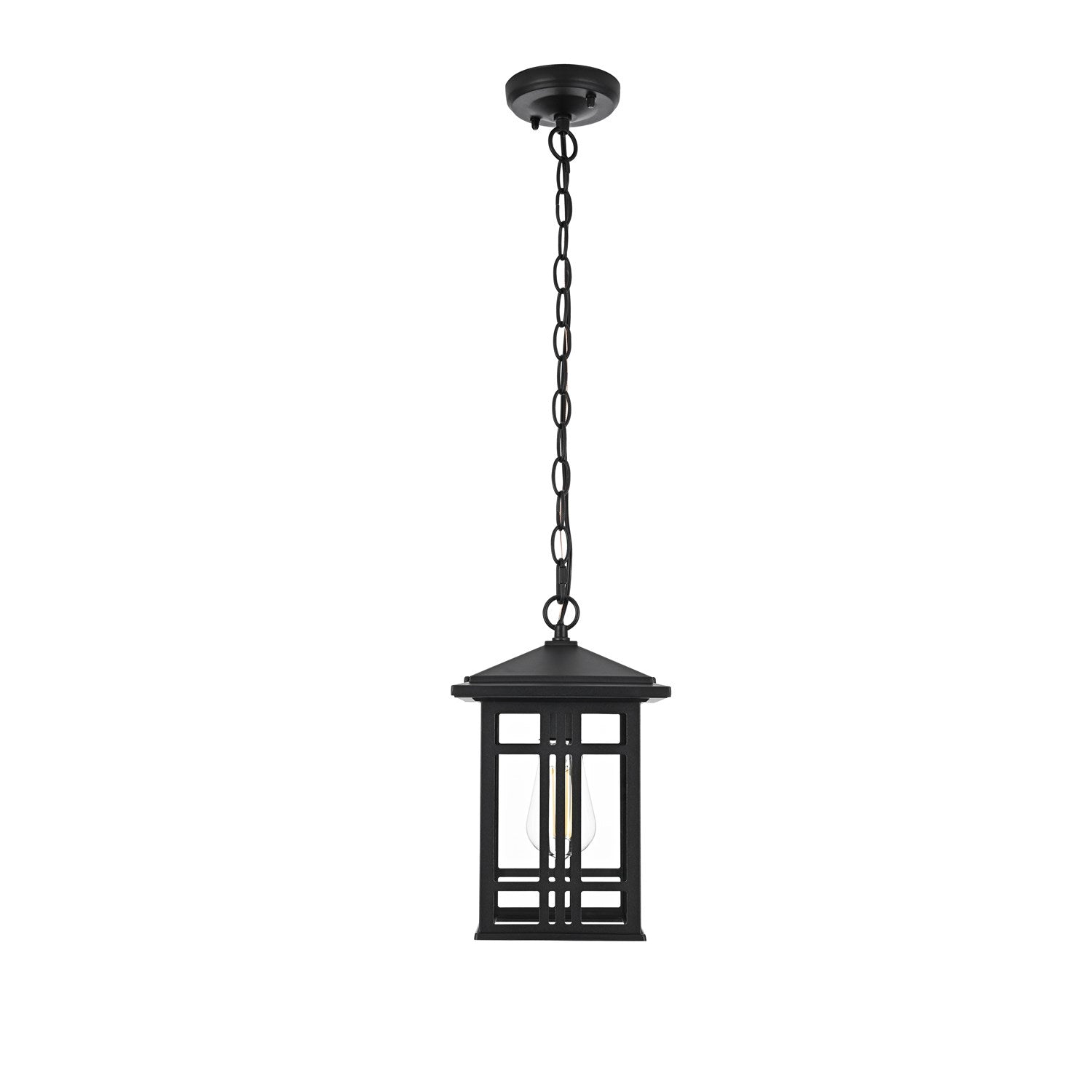 12 Inch Outdoor Pendant In Black by Elegant Lighting