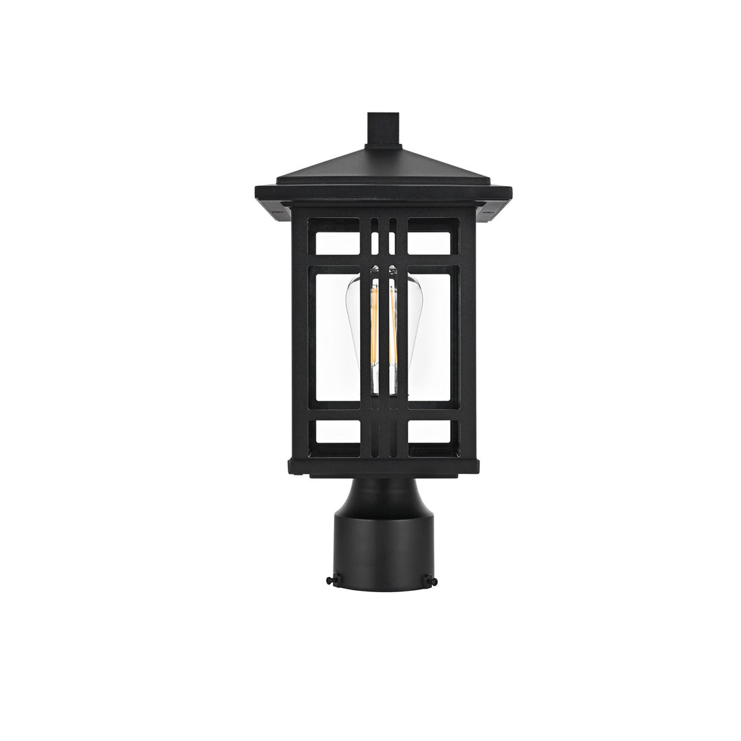 15 Inch Outdoor Post Light In Black by Elegant Lighting