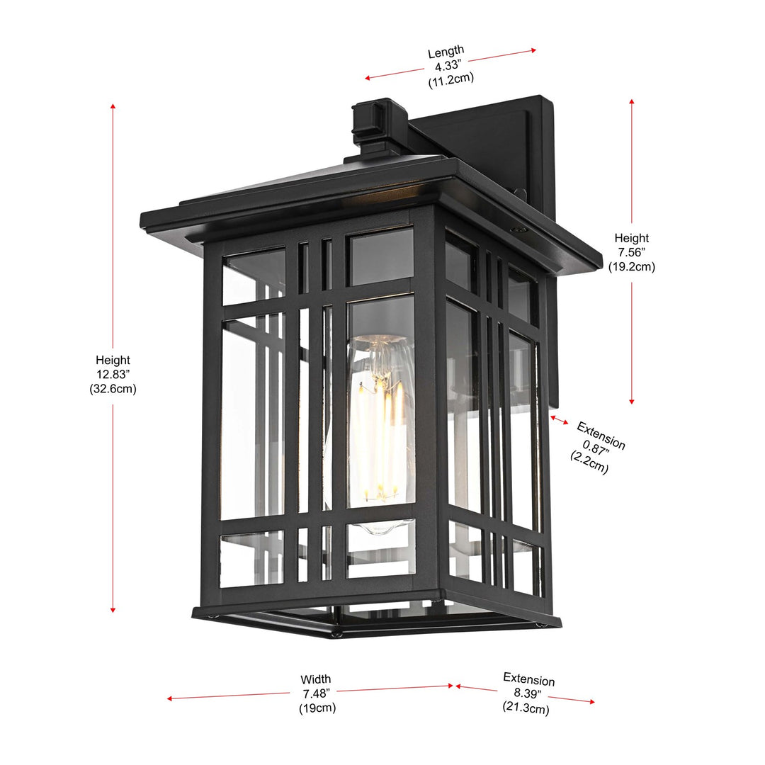 13 Inch Outdoor Wall Sconce In Black