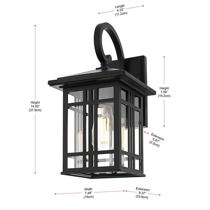 14 Inch Outdoor Wall Sconce In Black
