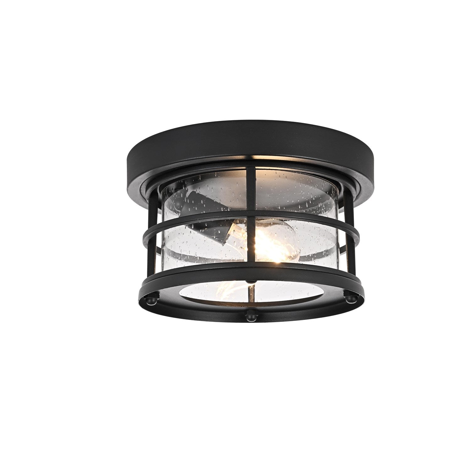 10 Inch Outdoor Flush Mount In Black by Elegant Lighting