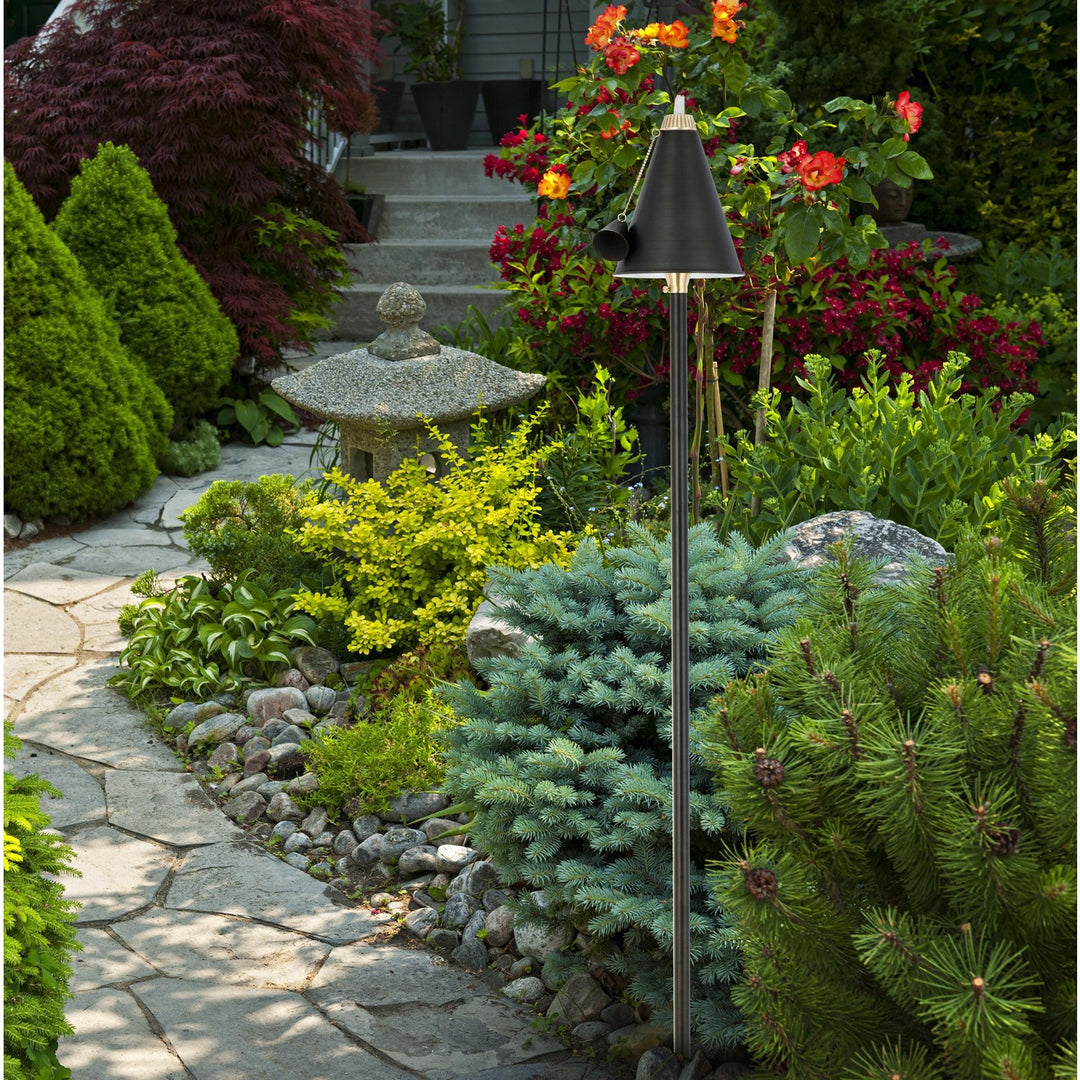 Outdoor 12V Cast Brass Torch Light 8 Inch Wide X 24 Inch High In Dark Bronze
