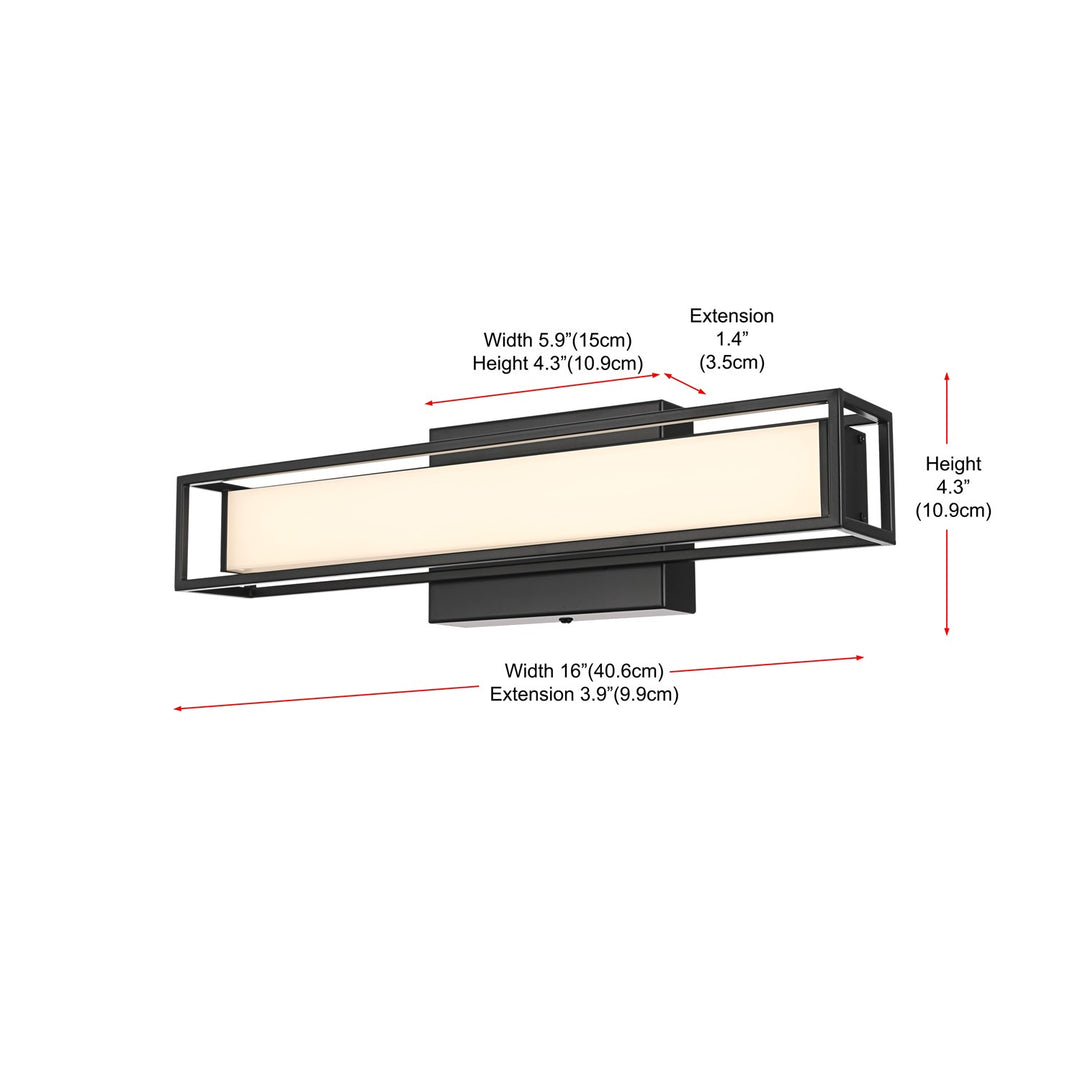16 Inch Led Wall Sconce In Black