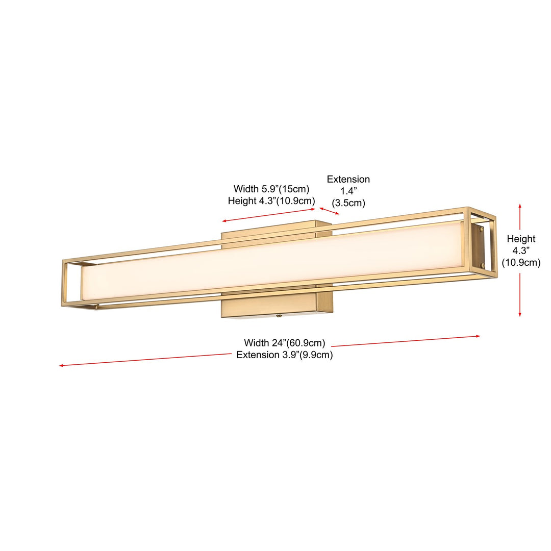 24 Inch Led Wall Sconce In Satin Gold