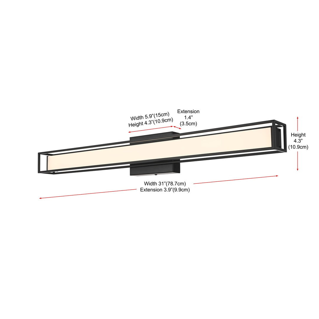 31 Inch Led Wall Sconce In Black