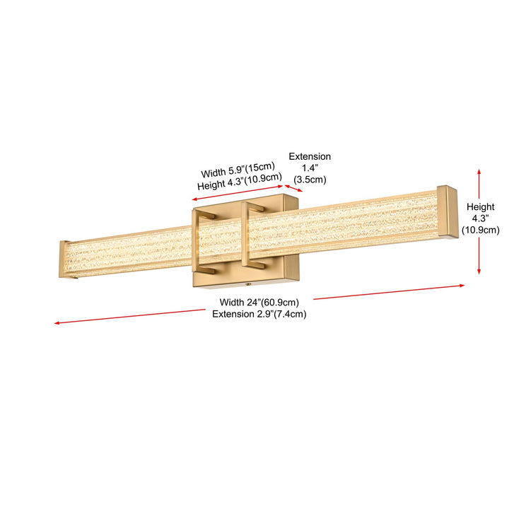 24 Inch Led Wall Sconce In Satin Gold