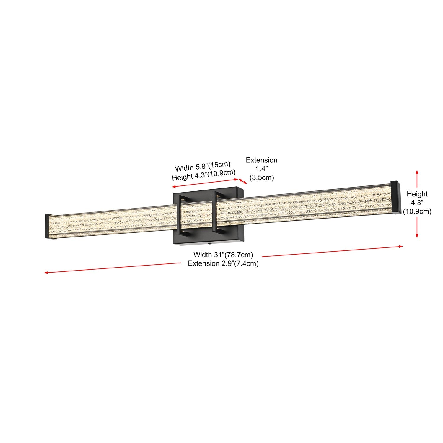 31 Inch Led Wall Sconce In Black
