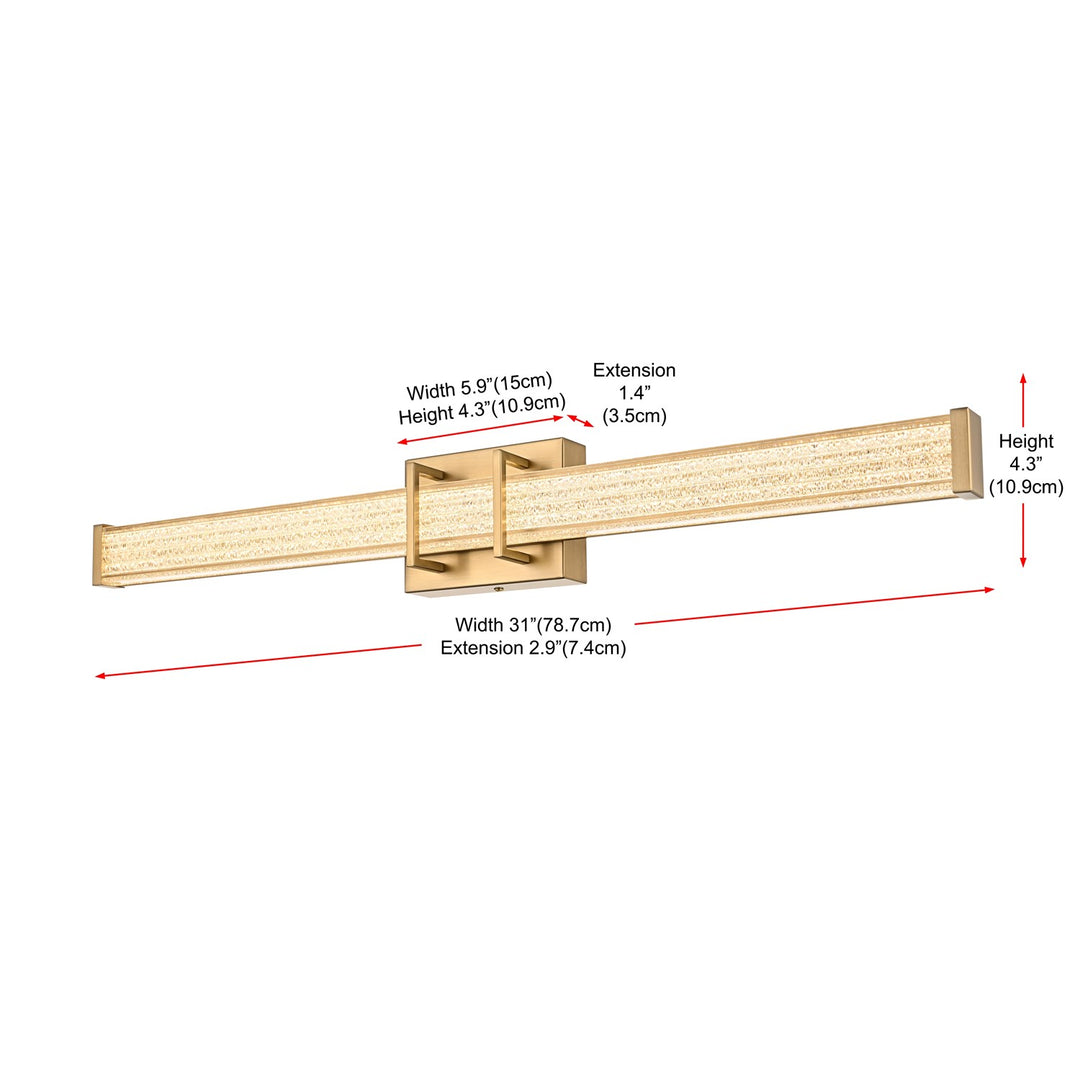 31 Inch Led Wall Sconce In Satin Gold