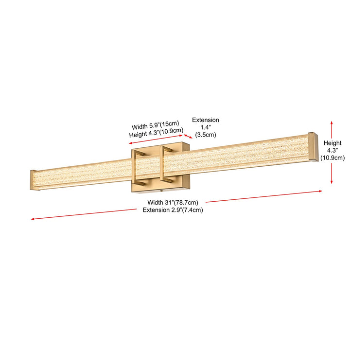 31 Inch Led Wall Sconce In Satin Gold