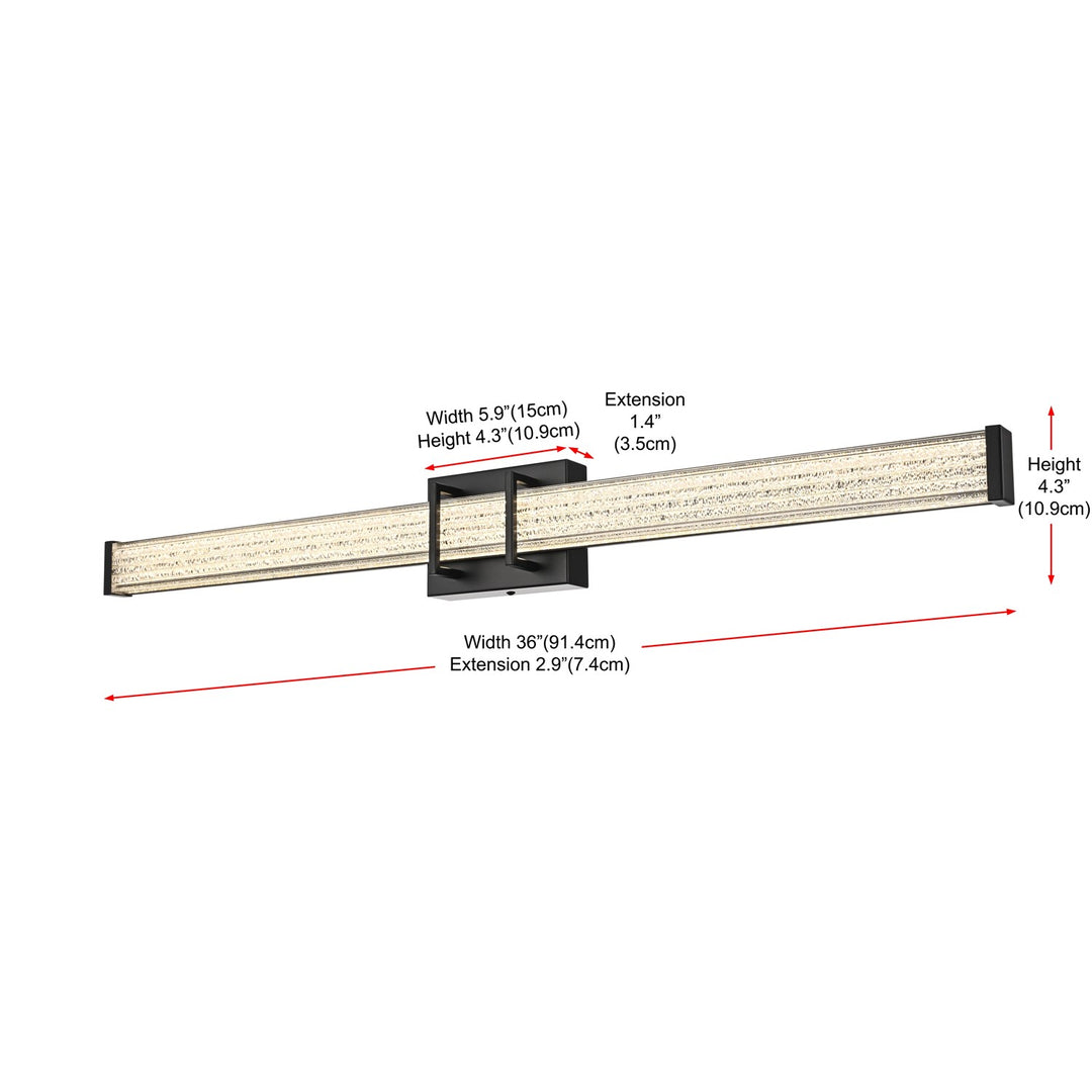 36 Inch Led Wall Sconce In Black