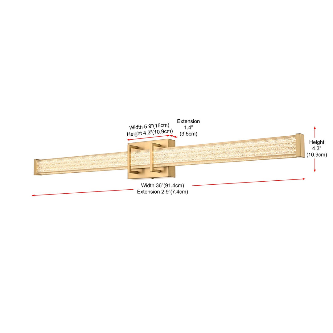 36 Inch Led Wall Sconce In Satin Gold