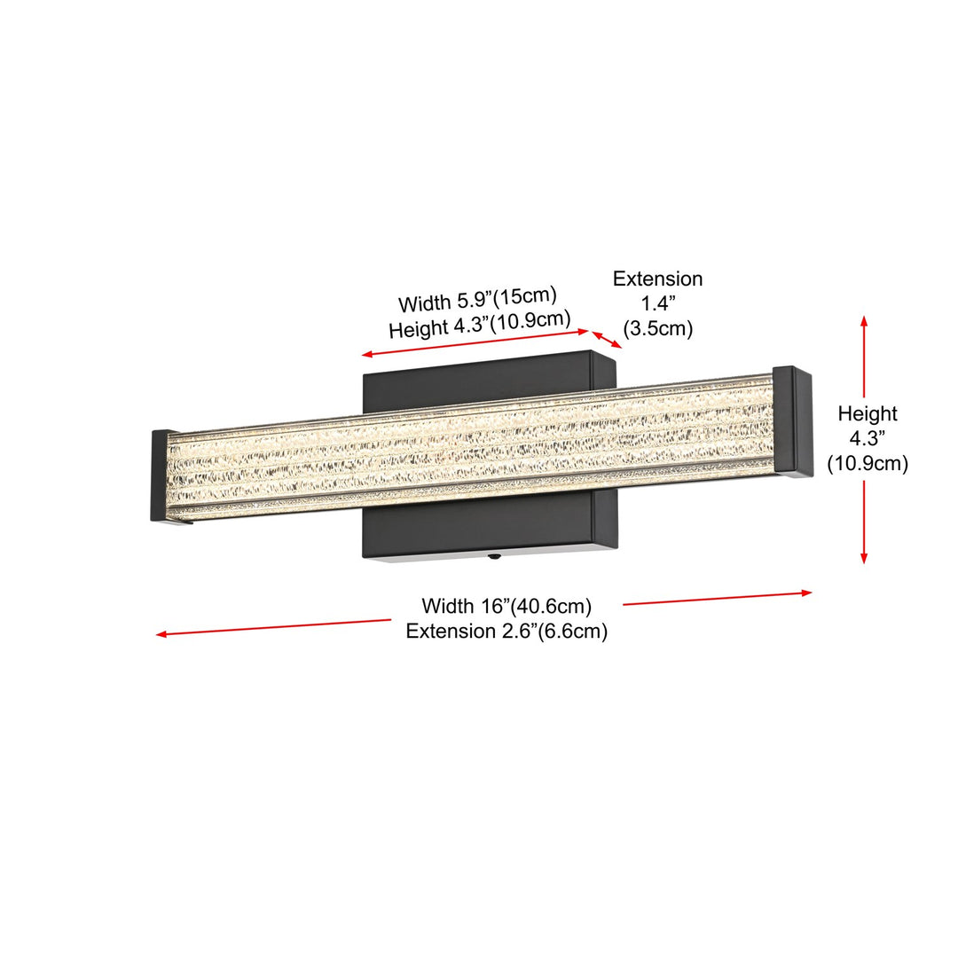 16 Inch Led Wall Sconce In Black