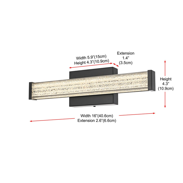 16 Inch Led Wall Sconce In Black