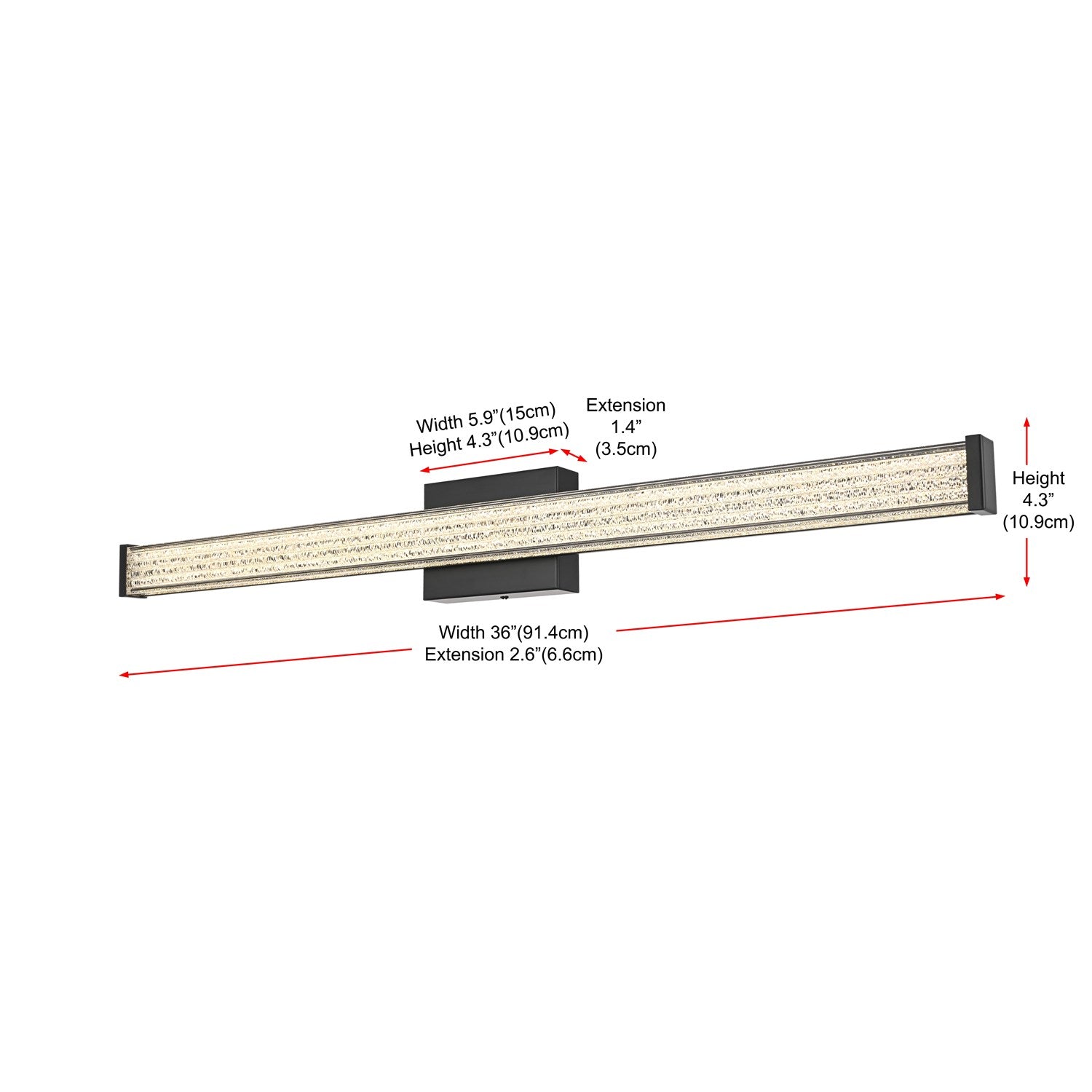36 Inch Led Wall Sconce In Black