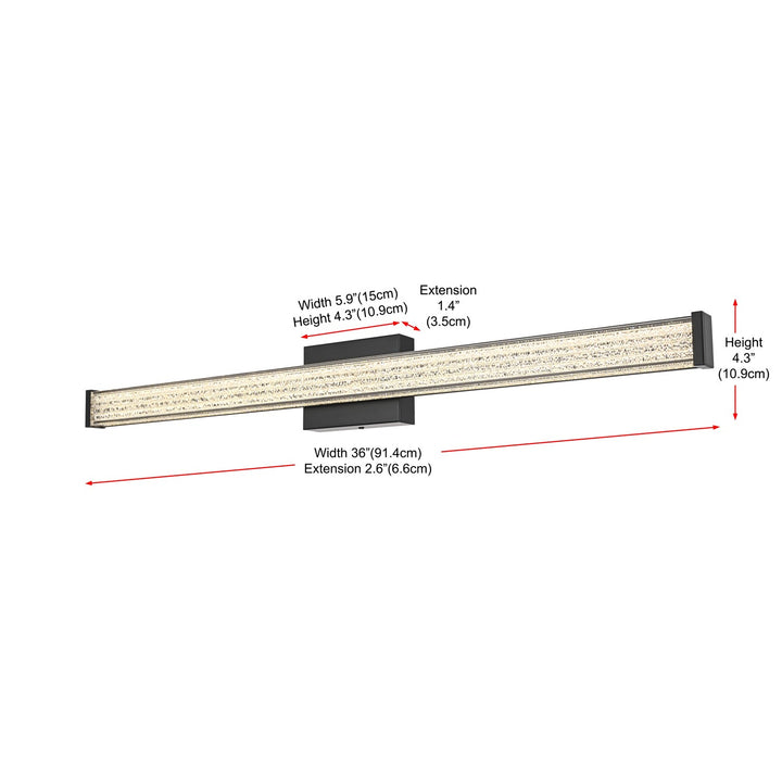 36 Inch Led Wall Sconce In Black