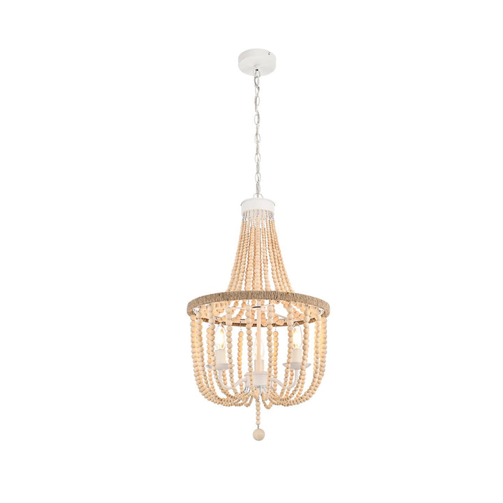16 Inch Beaded Pendant In Beige by Living District