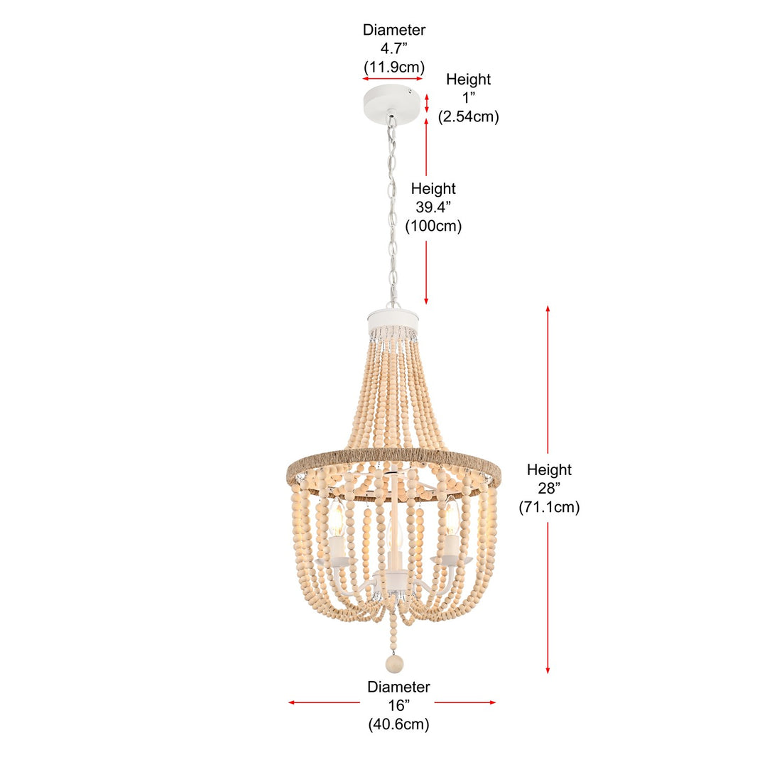 16 Inch Beaded Pendant In Beige