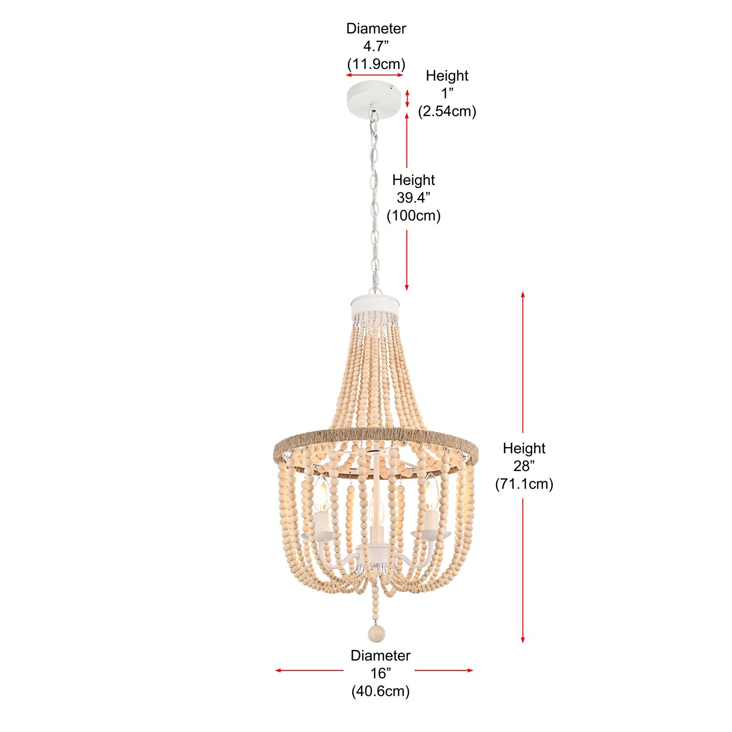16 Inch Beaded Pendant In Beige