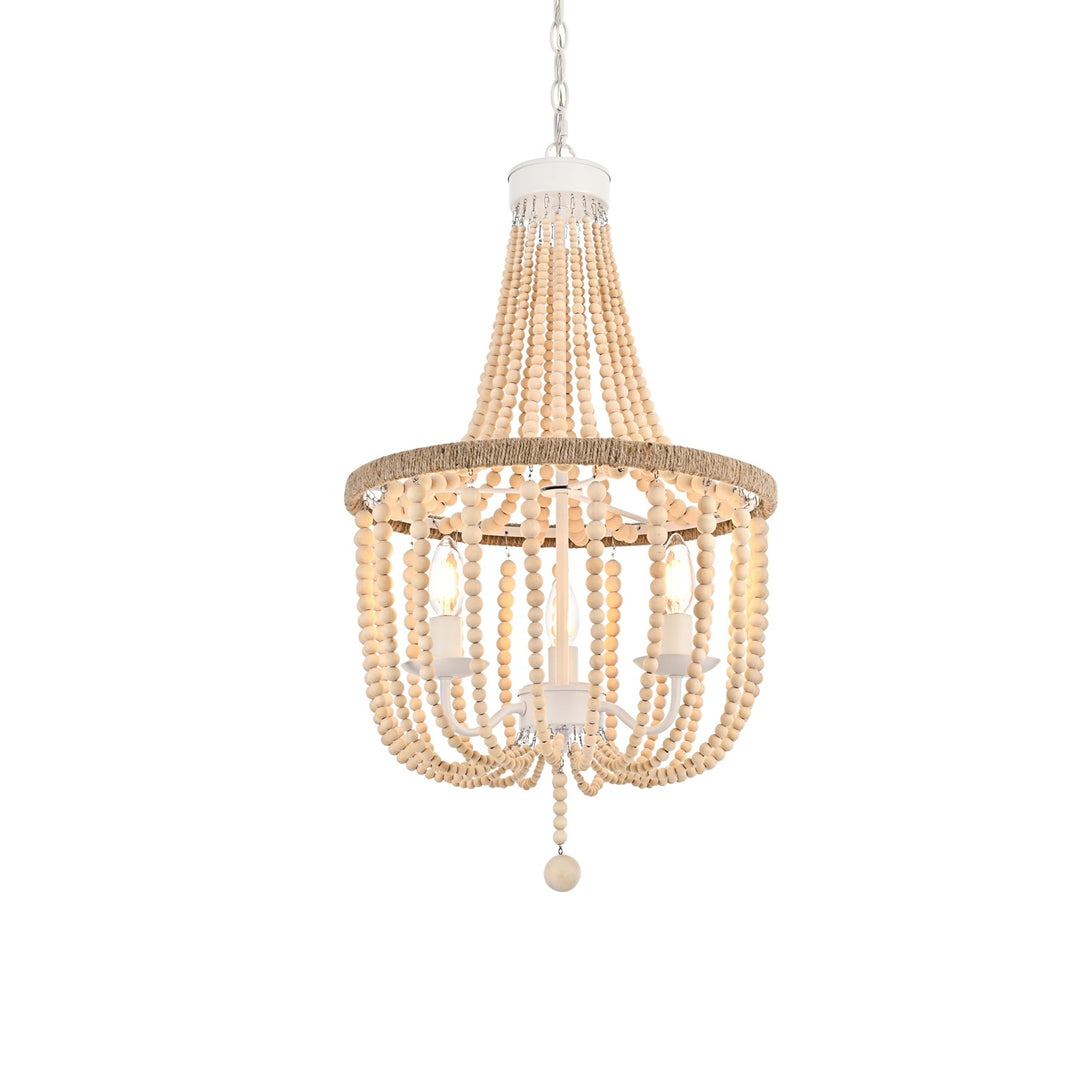 16 Inch Beaded Pendant In Beige