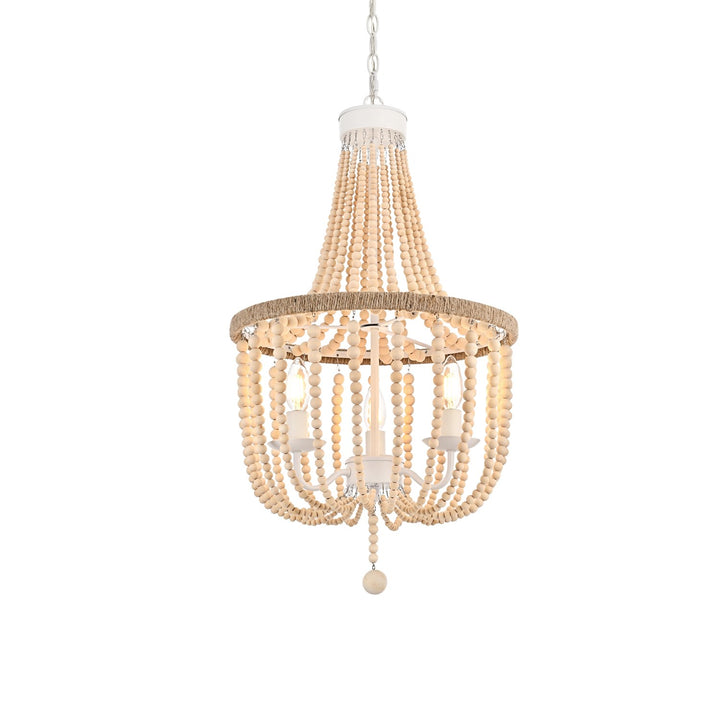 16 Inch Beaded Pendant In Beige