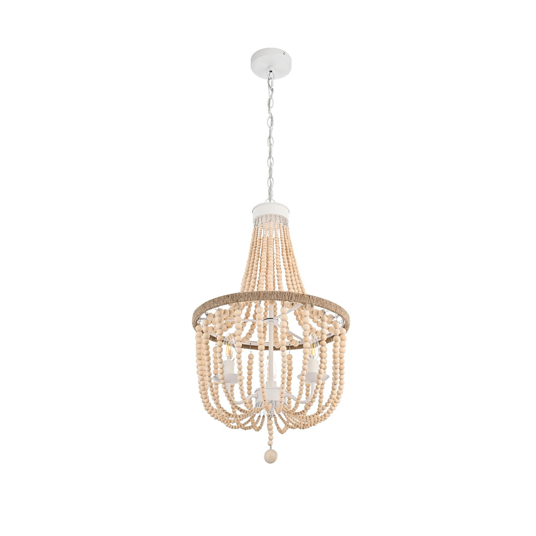 16 Inch Beaded Pendant In Beige