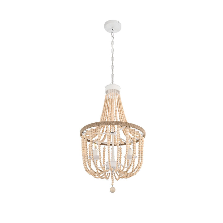 16 Inch Beaded Pendant In Beige