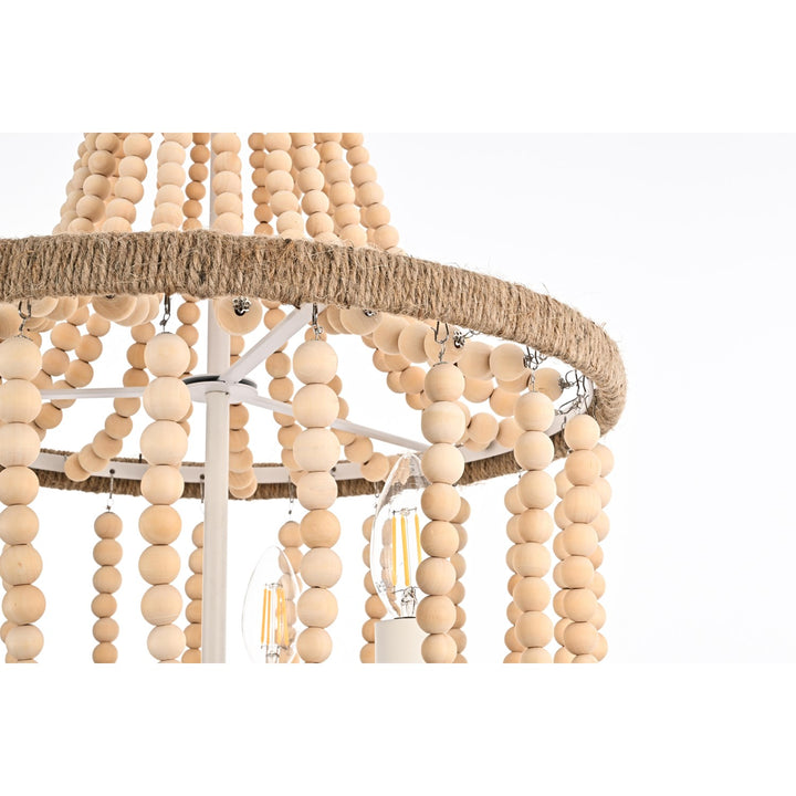 16 Inch Beaded Pendant In Beige