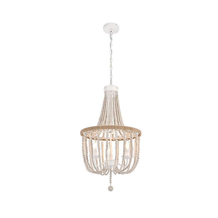 16 Inch Beaded Pendant In Antique White by Living District