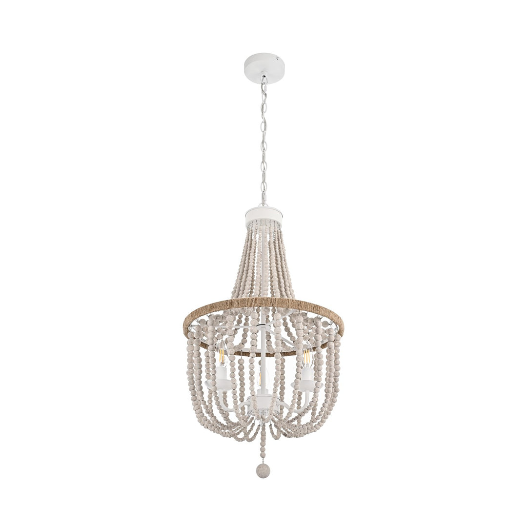 16 Inch Beaded Pendant In Antique White