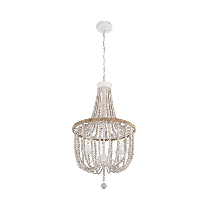 16 Inch Beaded Pendant In Antique White