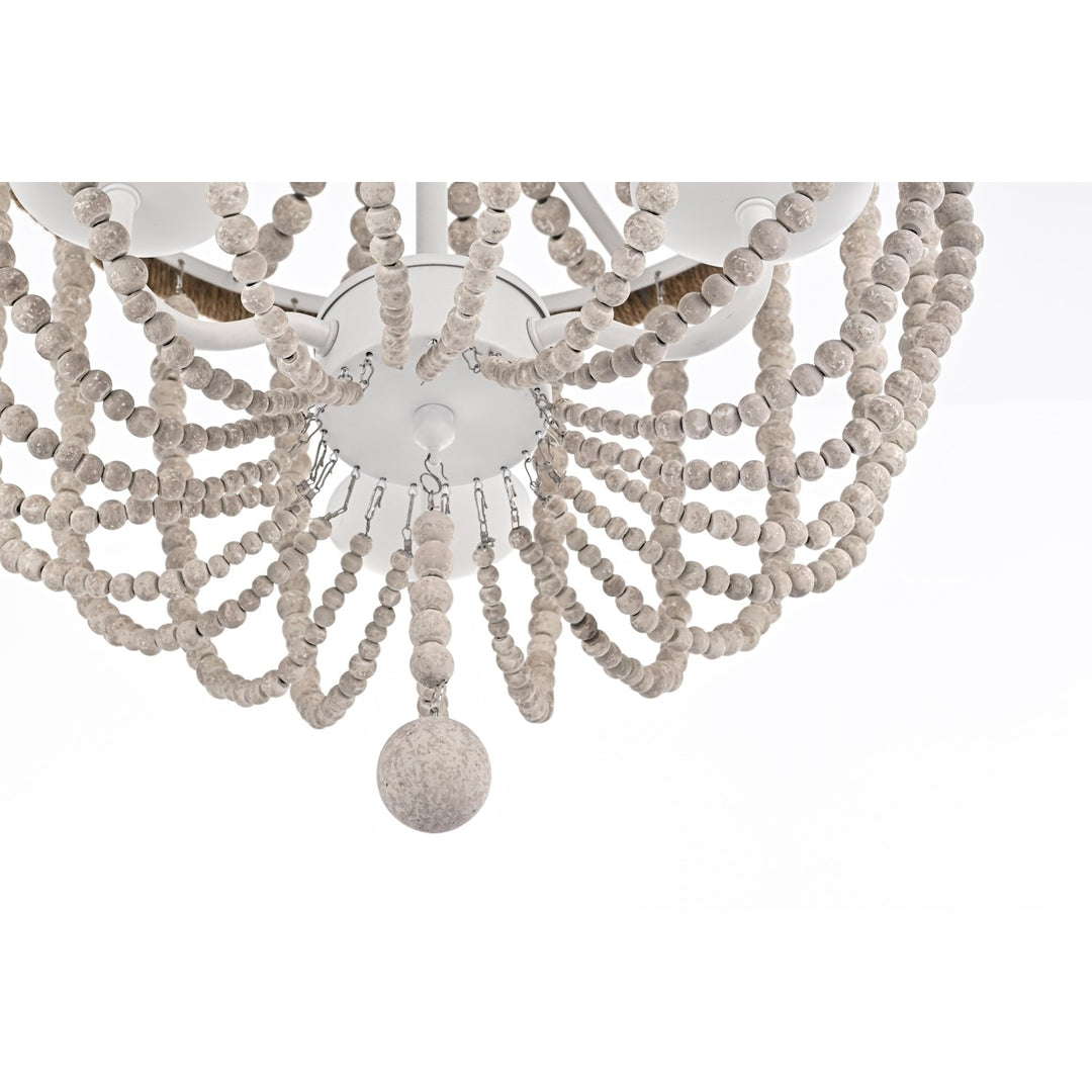 16 Inch Beaded Pendant In Antique White