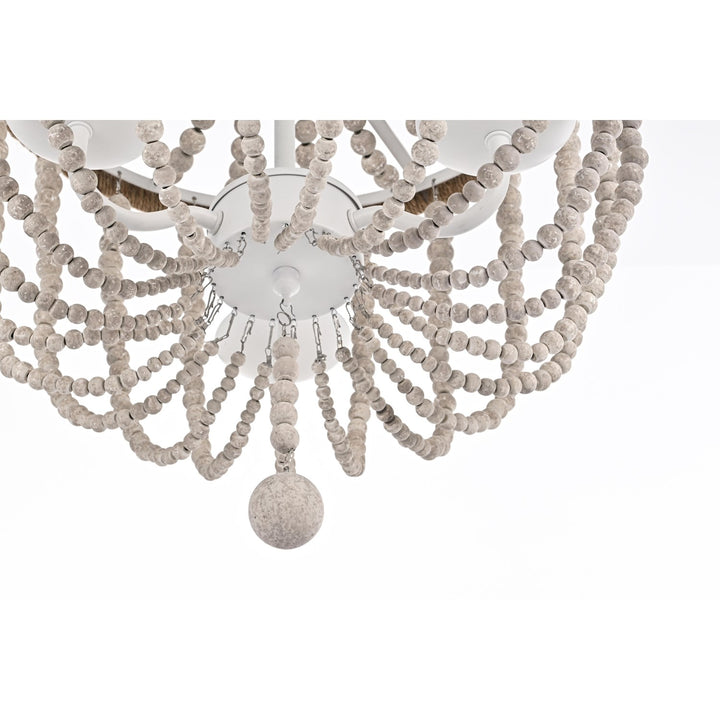 16 Inch Beaded Pendant In Antique White