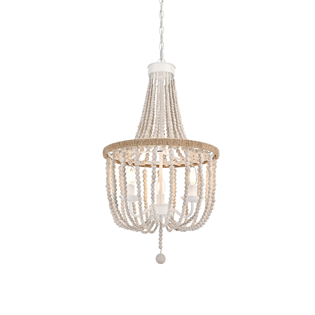 16 Inch Beaded Pendant In Antique White