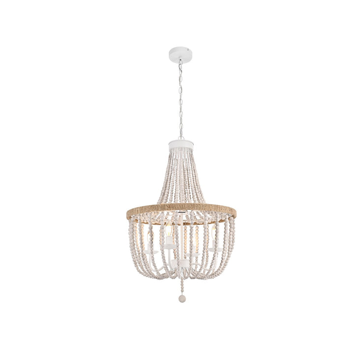 20 Inch Beaded Pendant In Antique White by Living District