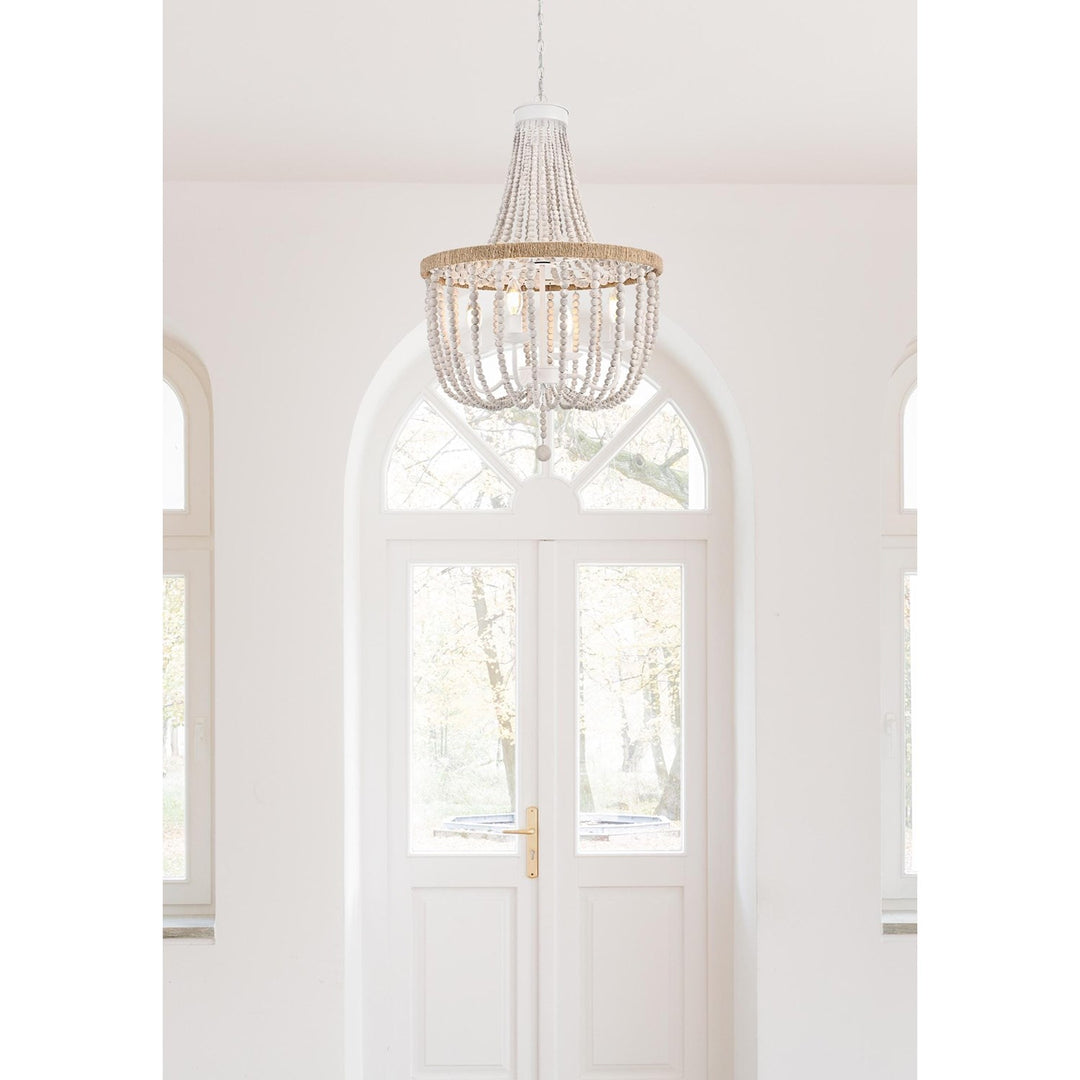 20 Inch Beaded Pendant In Antique White