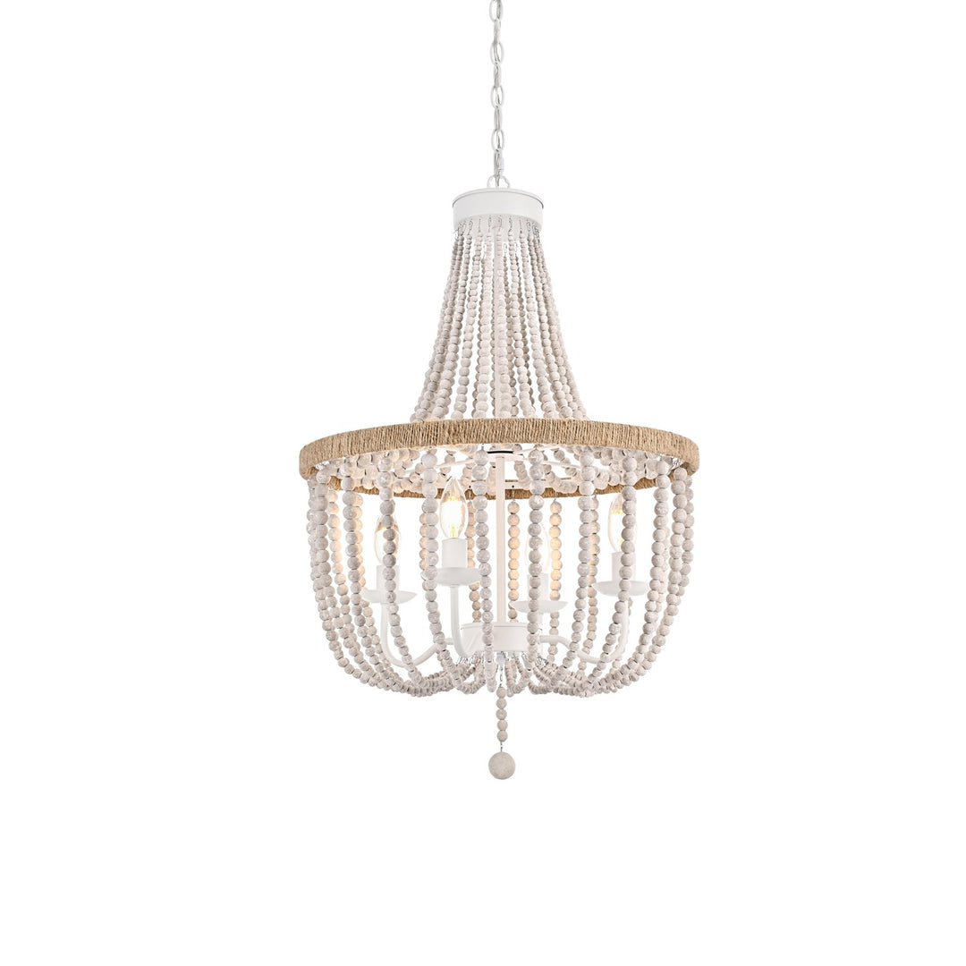 20 Inch Beaded Pendant In Antique White