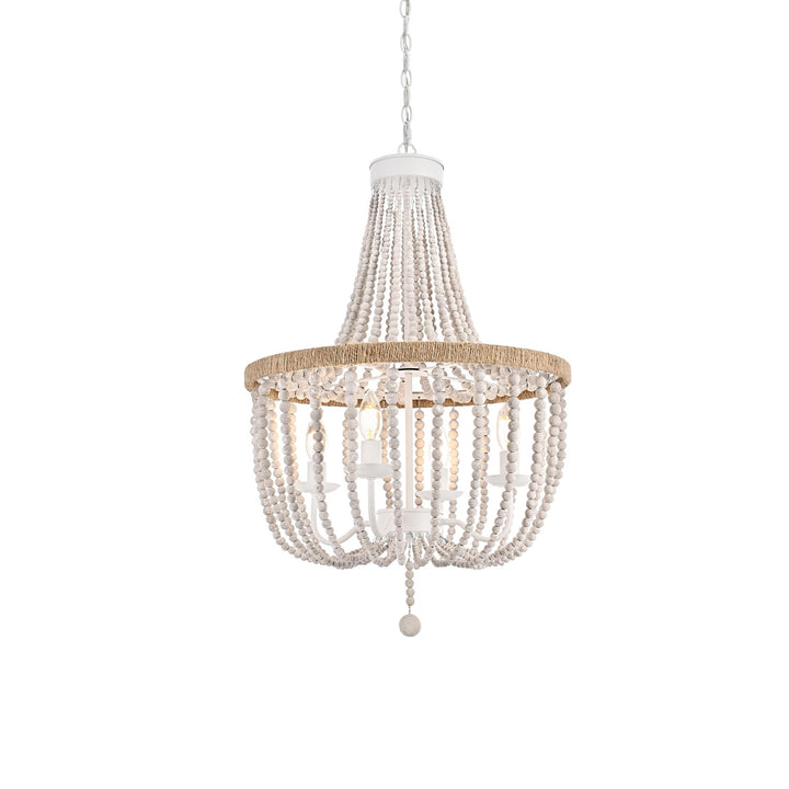 20 Inch Beaded Pendant In Antique White
