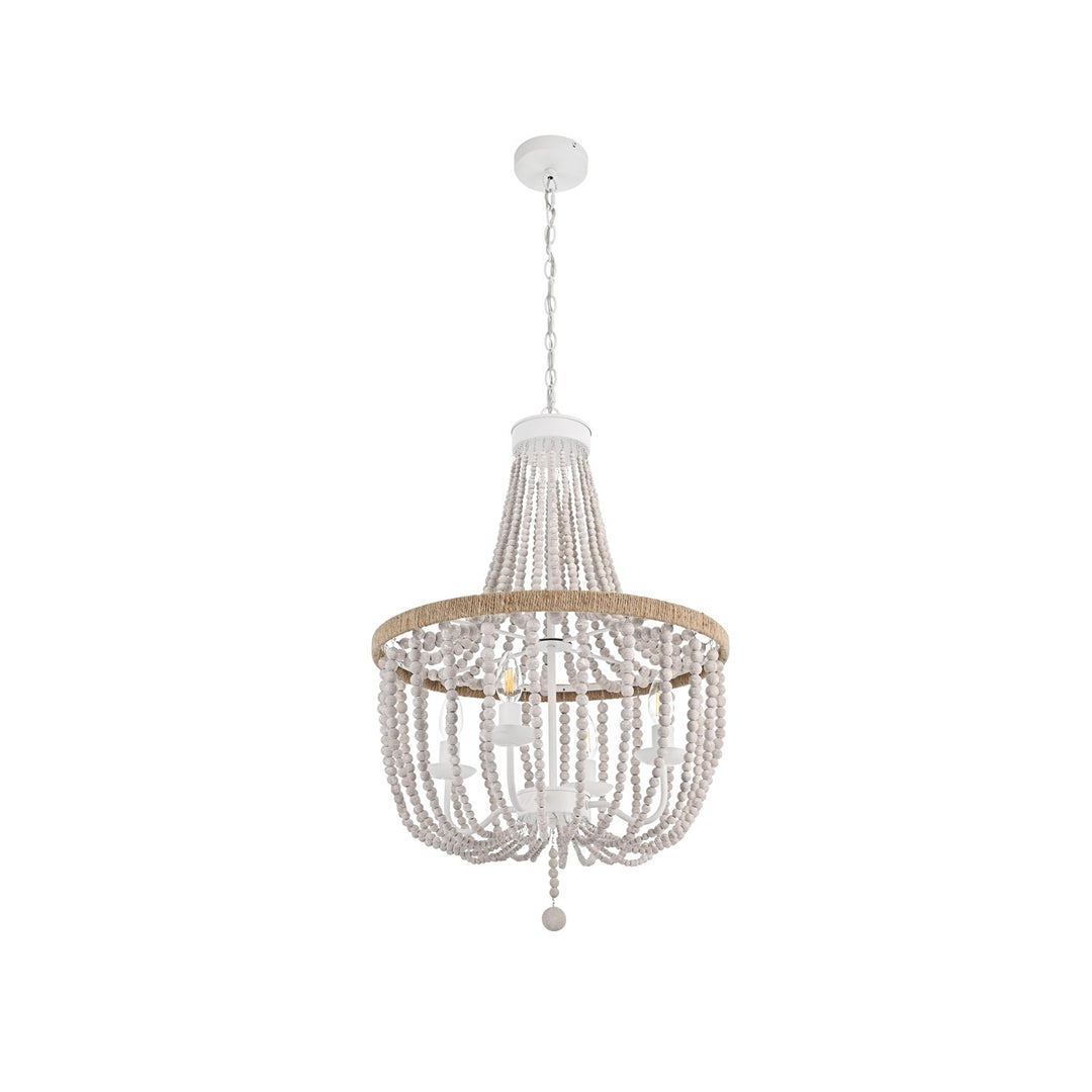 20 Inch Beaded Pendant In Antique White