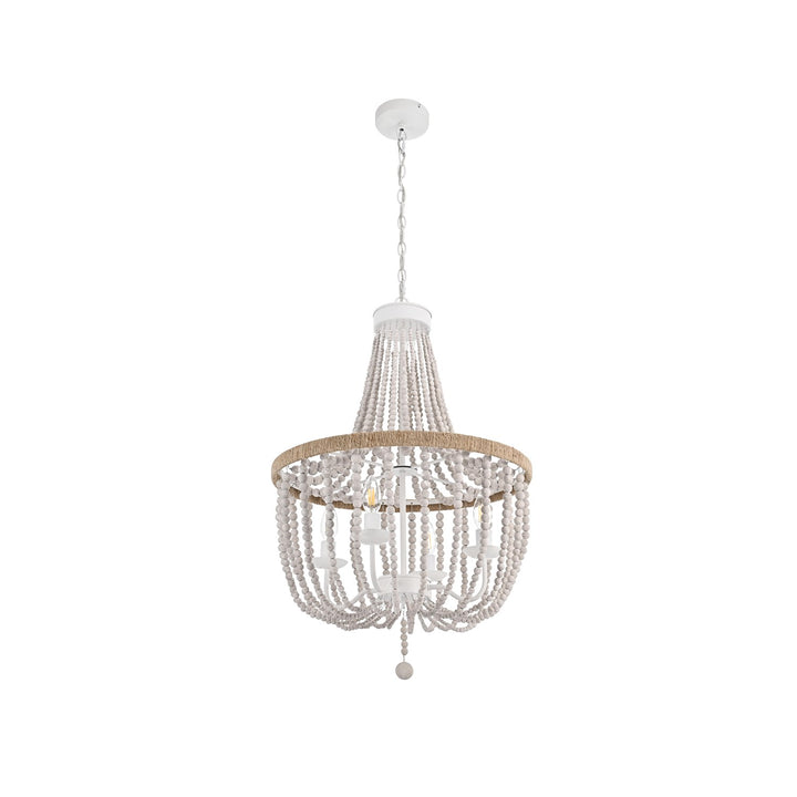 20 Inch Beaded Pendant In Antique White