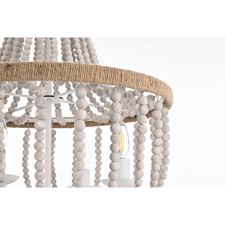 20 Inch Beaded Pendant In Antique White