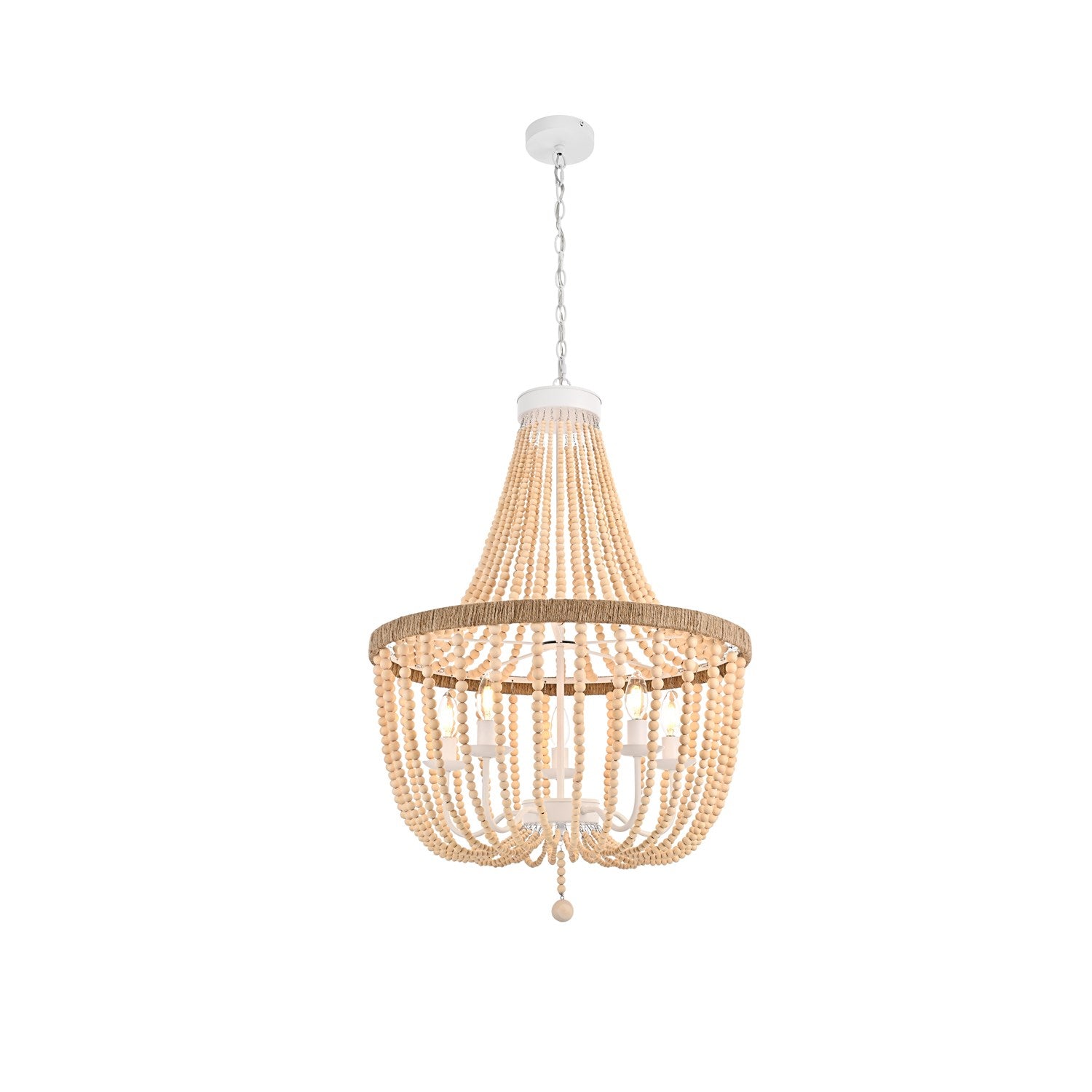 24 Inch Beaded Pendant In Beige by Living District