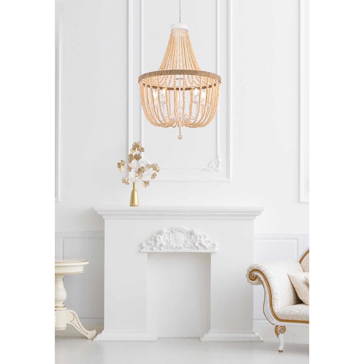 24 Inch Beaded Pendant In Beige
