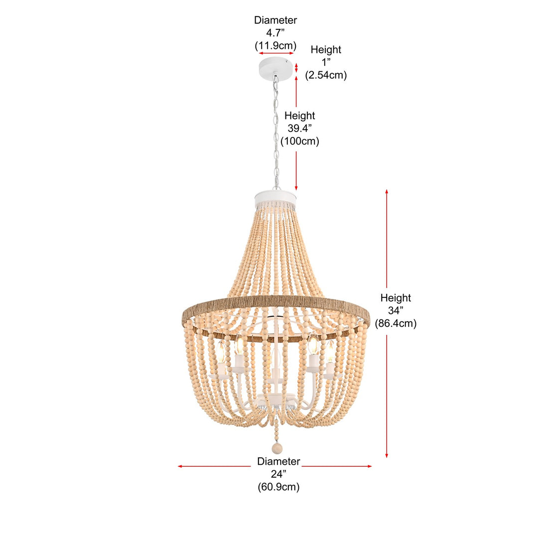 24 Inch Beaded Pendant In Beige