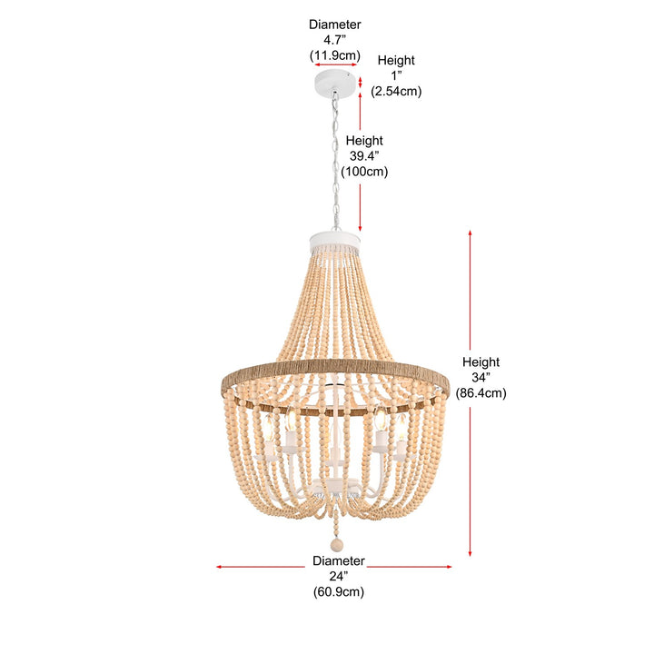 24 Inch Beaded Pendant In Beige