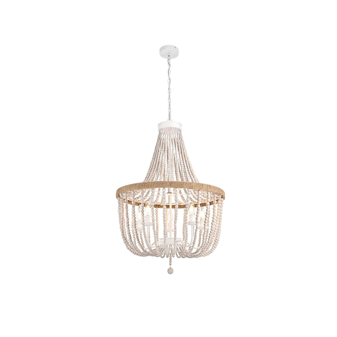 24 Inch Beaded Pendant In Antique White by Living District