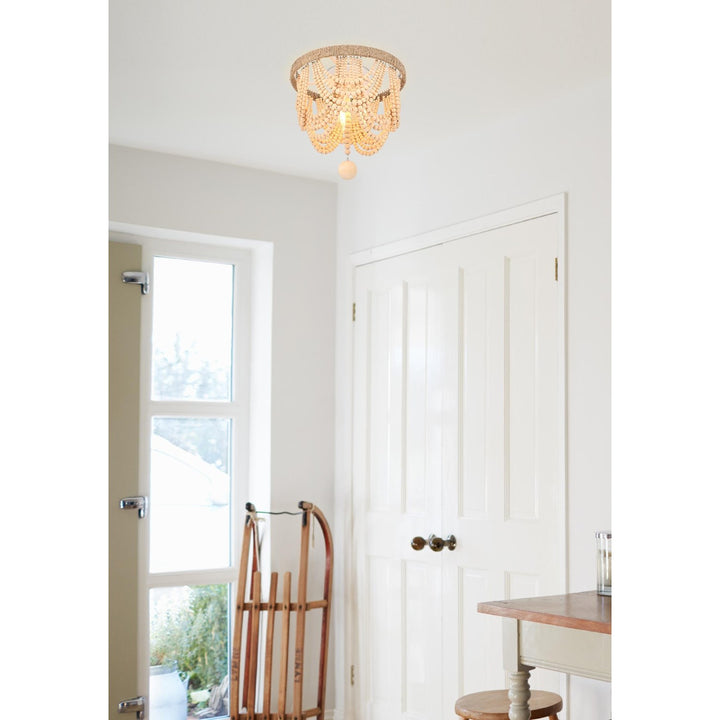 12 Inch Beaded Flush Mount In Beige