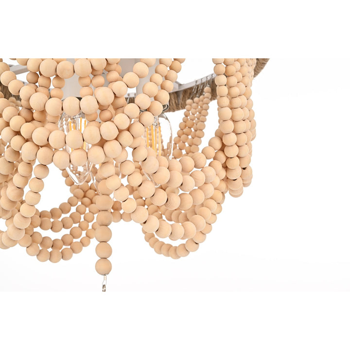 12 Inch Beaded Flush Mount In Beige