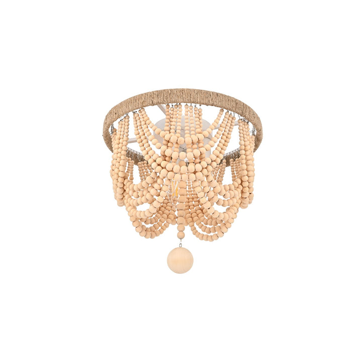 12 Inch Beaded Flush Mount In Beige