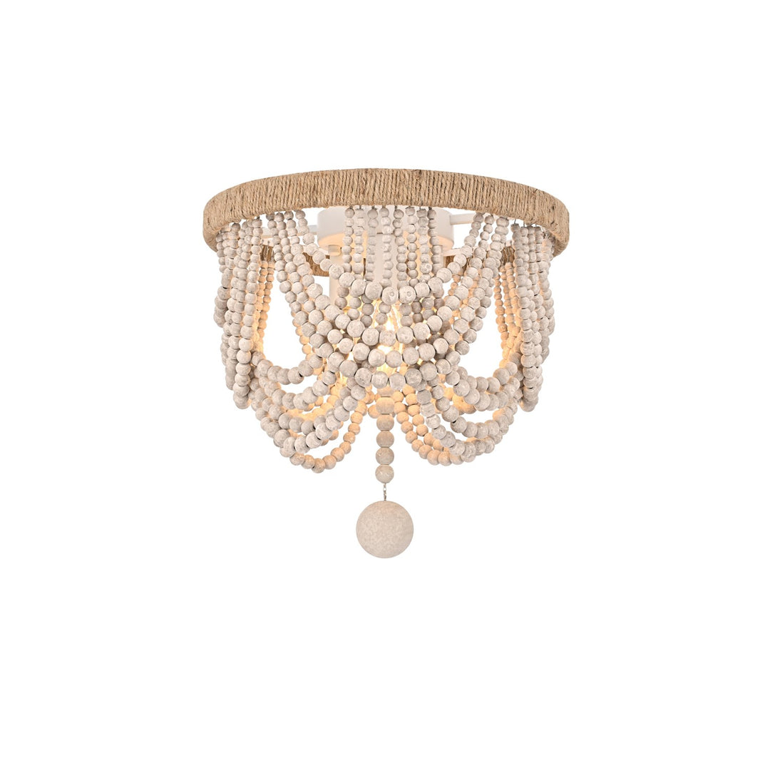 12 Inch Beaded Flush Mount In Antique White by Living District