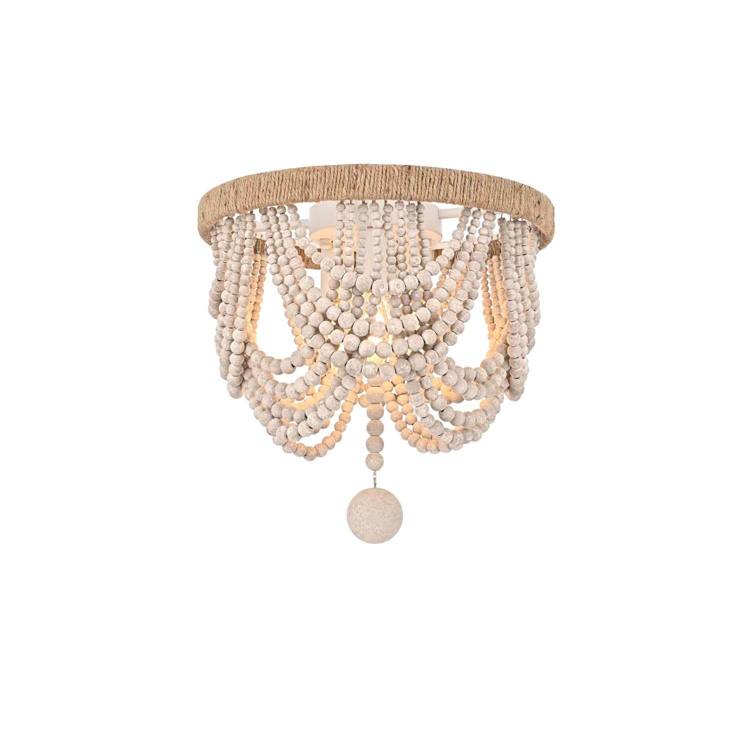 12 Inch Beaded Flush Mount In Antique White by Living District